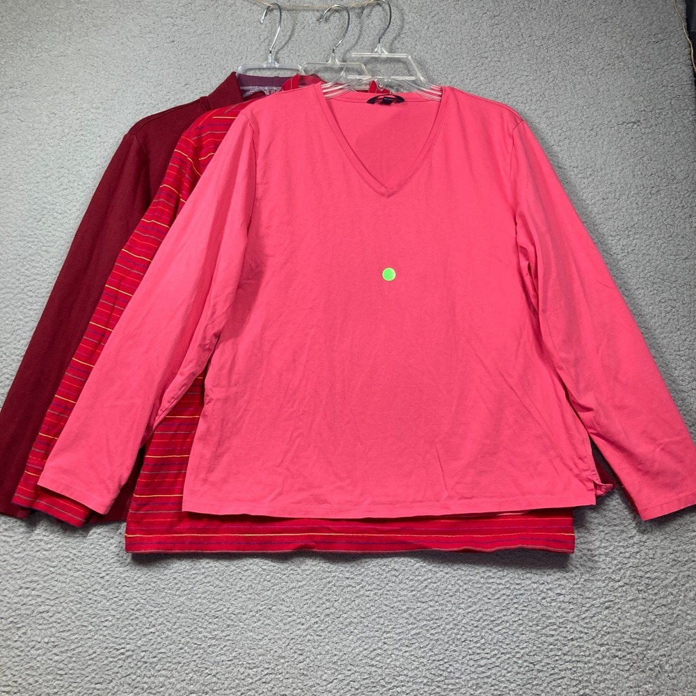 Lands' End T Shirt Tops Women's XL Lot of 3 Long Sleeve FLAWS